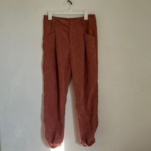 Salmon-Colored Corduroy Pants